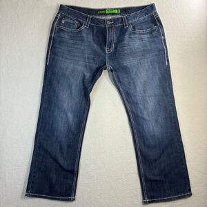 Rock Roll Pistol Straight Jeans Men 40x30 Blue Faded Whiskered Western Cowboy